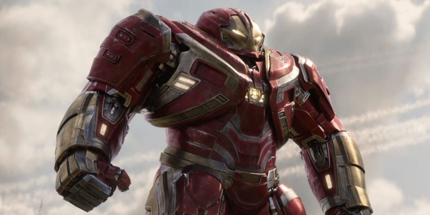 The Hulkbuster suit standing ready to fight the Hulk in Avengers: Infinity War