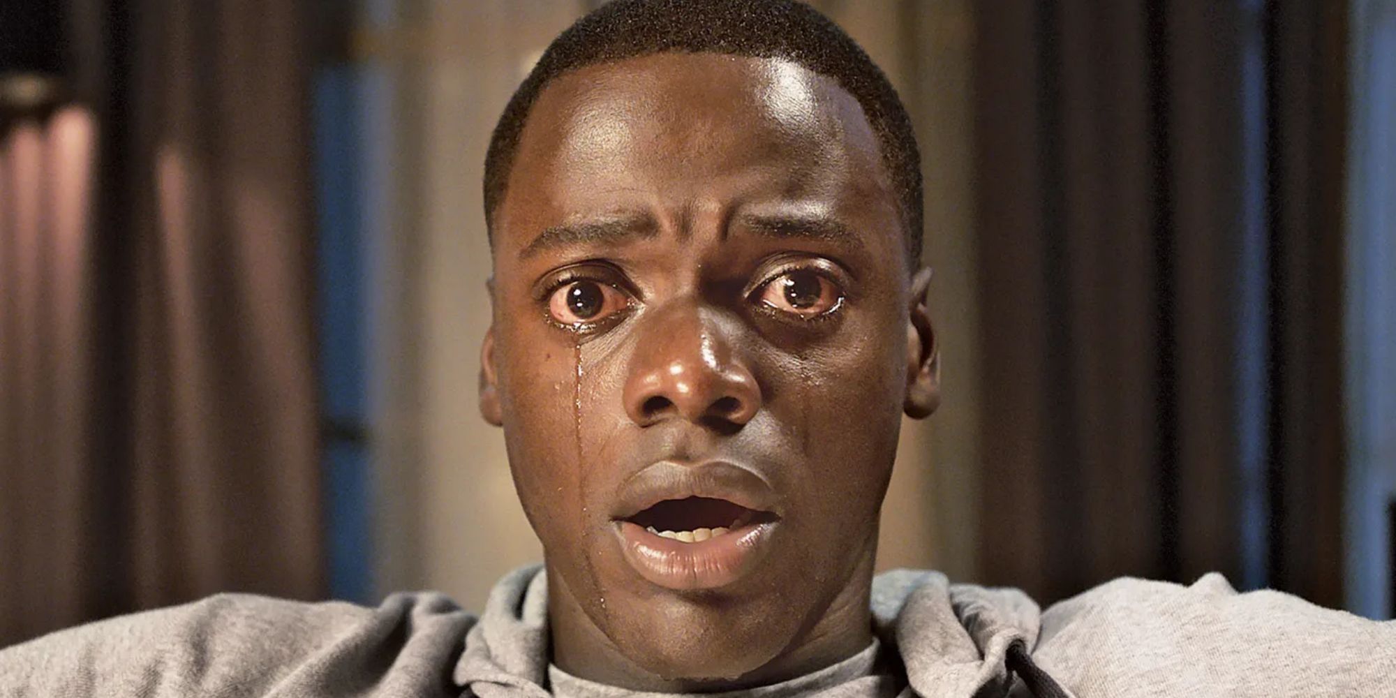 Daniel Kaluuya as Chris Washington crying and distressed in 'Get Out'