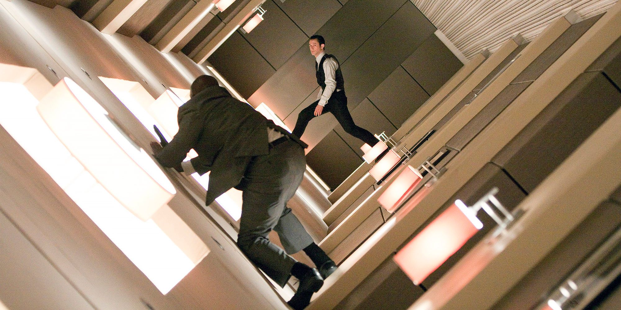 Two men walking on walls in Inception.