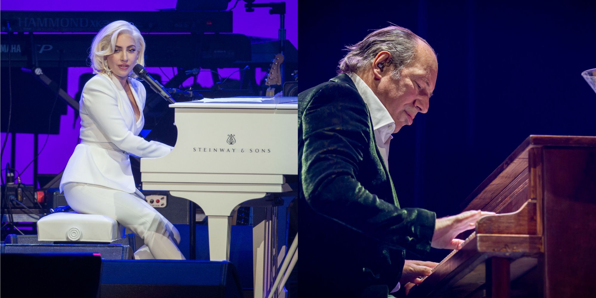 Lady Gaga and Hans Zimmer playing the piano