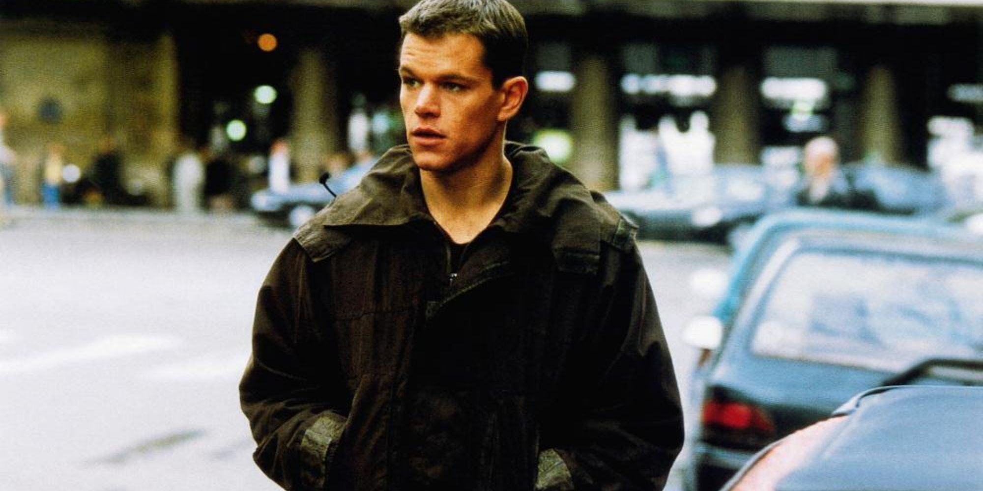 Jason Bourne walking the street in The Bourne Identity