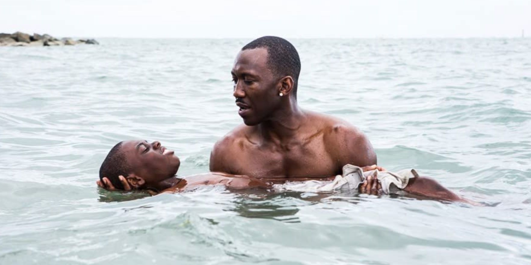 Mahershala Ali teaching Alex R. Hibbert to swim in 'Moonlight'