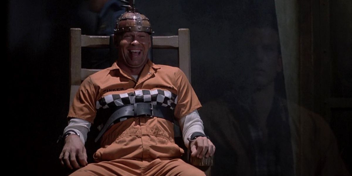 Mitch Pileggi strapped to an electric chair in Shocker