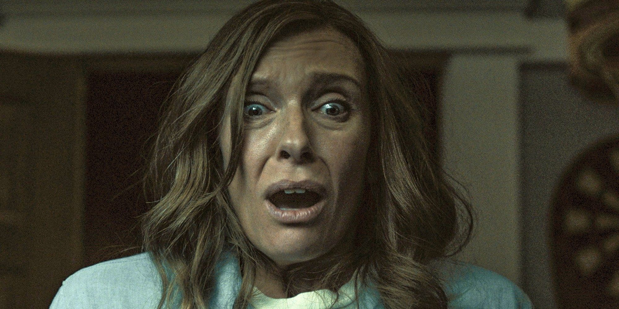 Annie staring in horror in Hereditary 