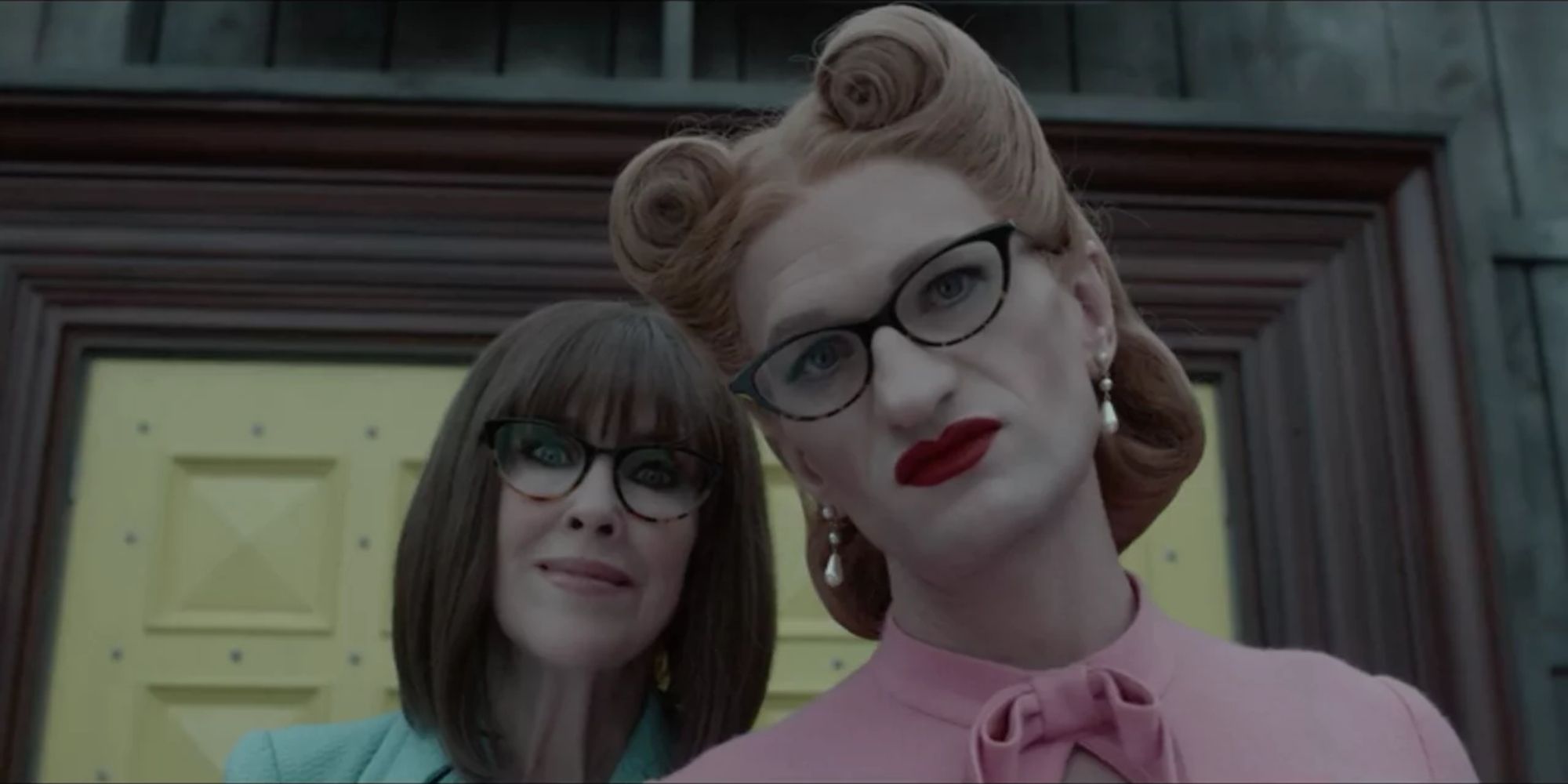 Doctor Georgina Orwell and Count Olaf, disguised as Shirley, in A Series of Unfortunate Events.
