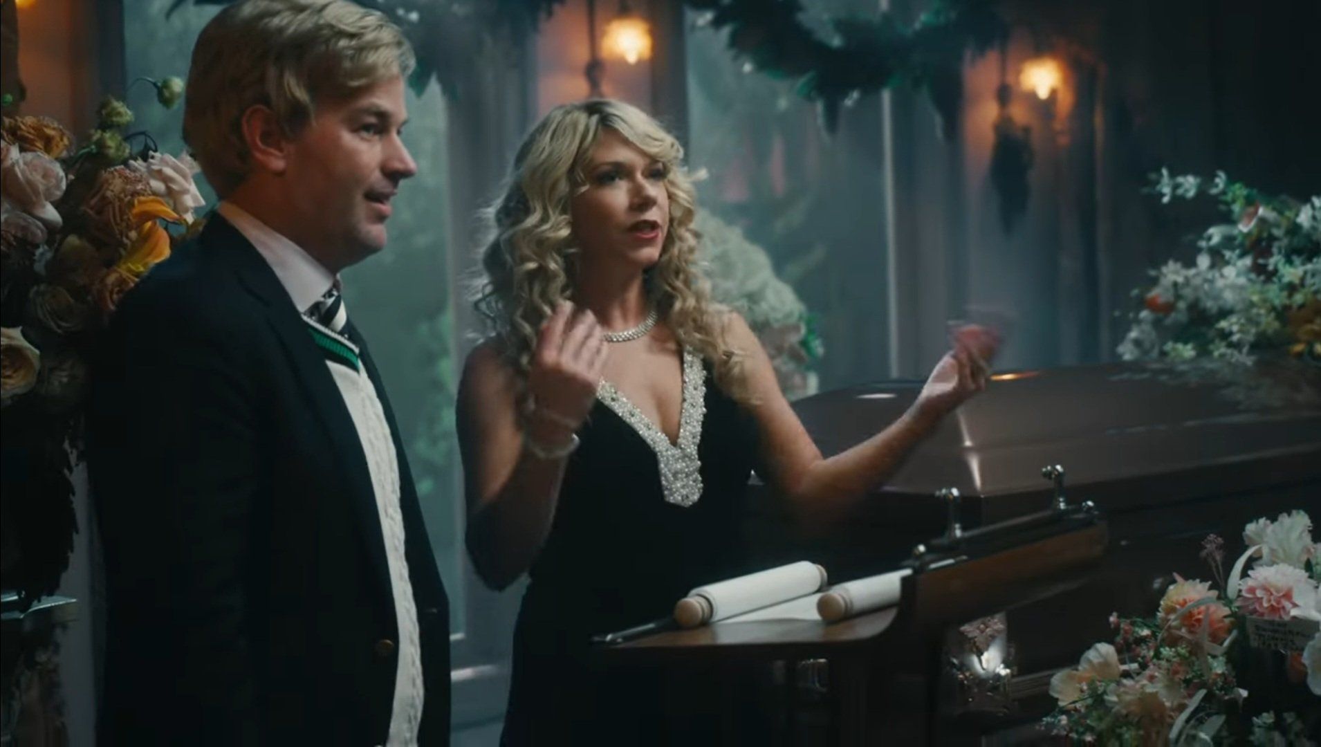 Mary Elizabeth Ellis and Mike Birbiglia in Taylor Swift's Anti-Hero Music Video