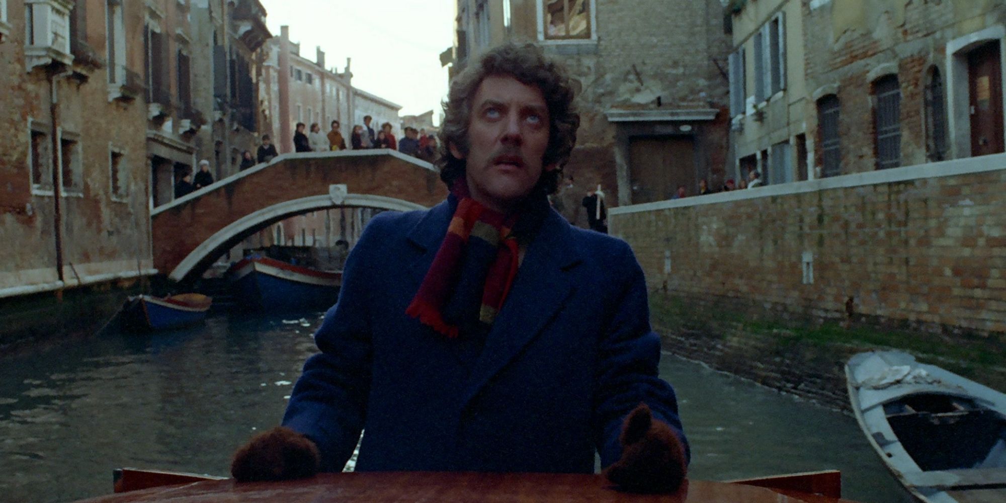 John Baxter (Donald Sutherland) in a canal in Venice from 'Don't Look Now'