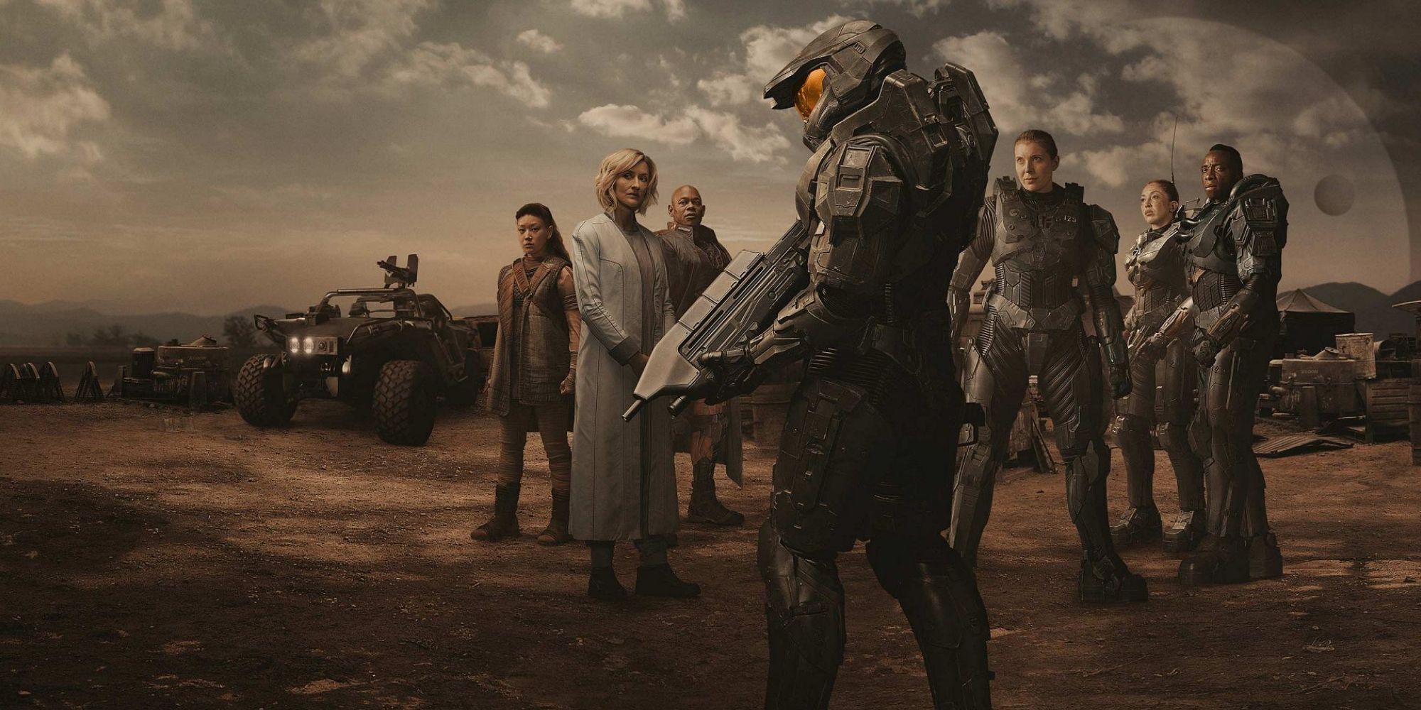 Promotional wallpaper of the cast of 'Halo' 