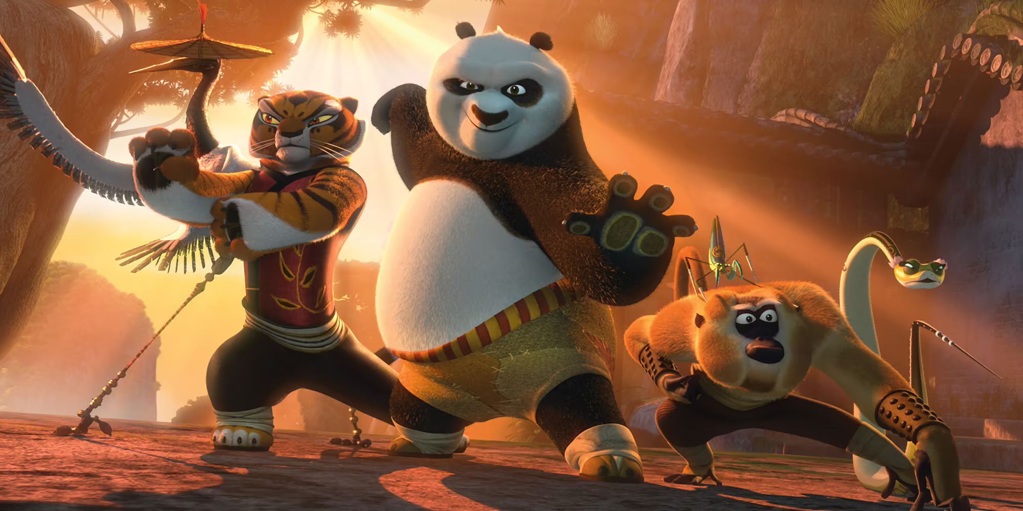 Po avec les Furious Five de la série 'Kung Fu Panda'