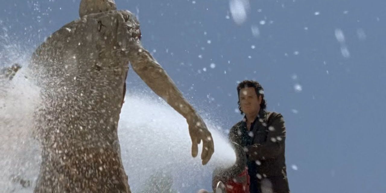 Eugene uses a firehose has a weapon against the walkers in 'The Walking Dead'