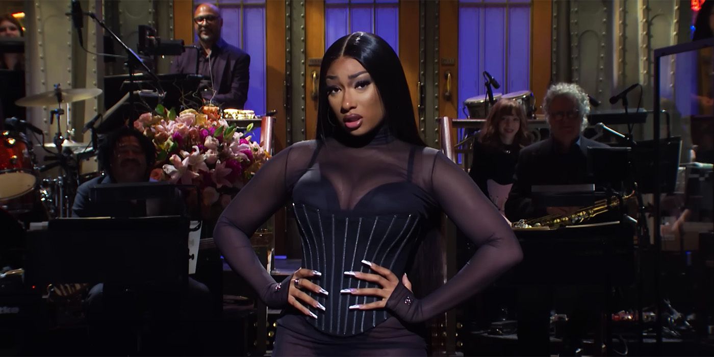 Megan Thee Stallion performs the opening monologue on Saturday Night Live.