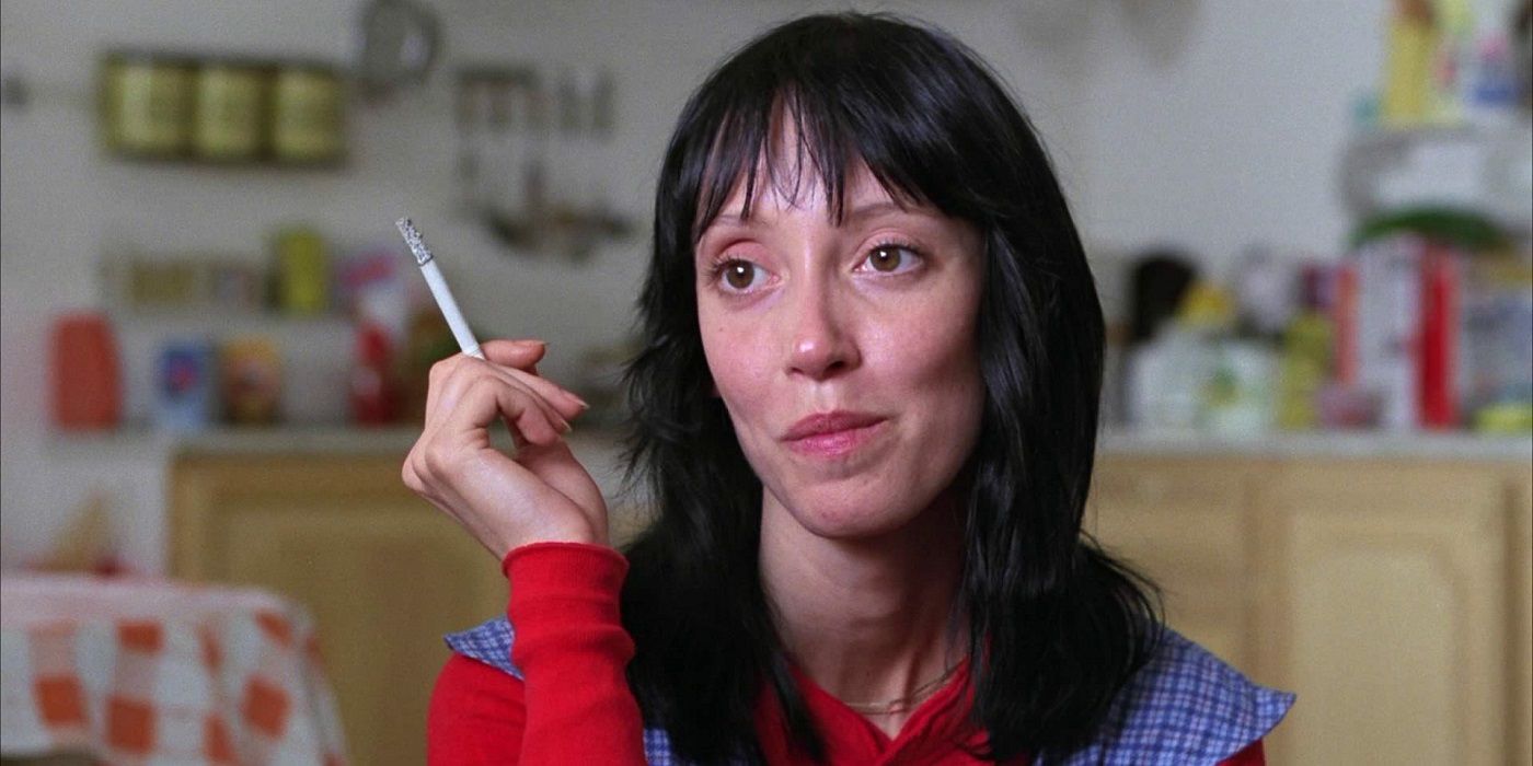 Shelley Duvall as Wendy Duvall smoking a cigarette in The Shining