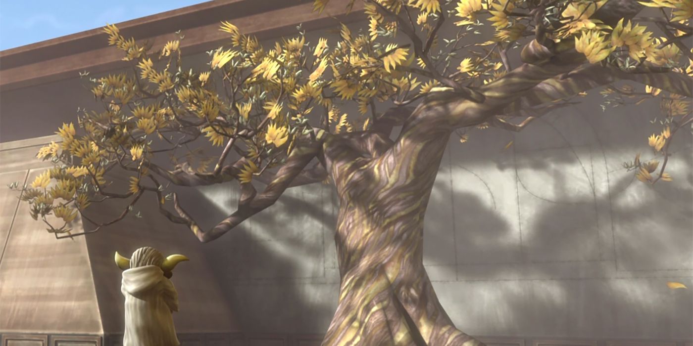 Yoda in front of the Uneti Tree in Star Wars: The Clone Wars