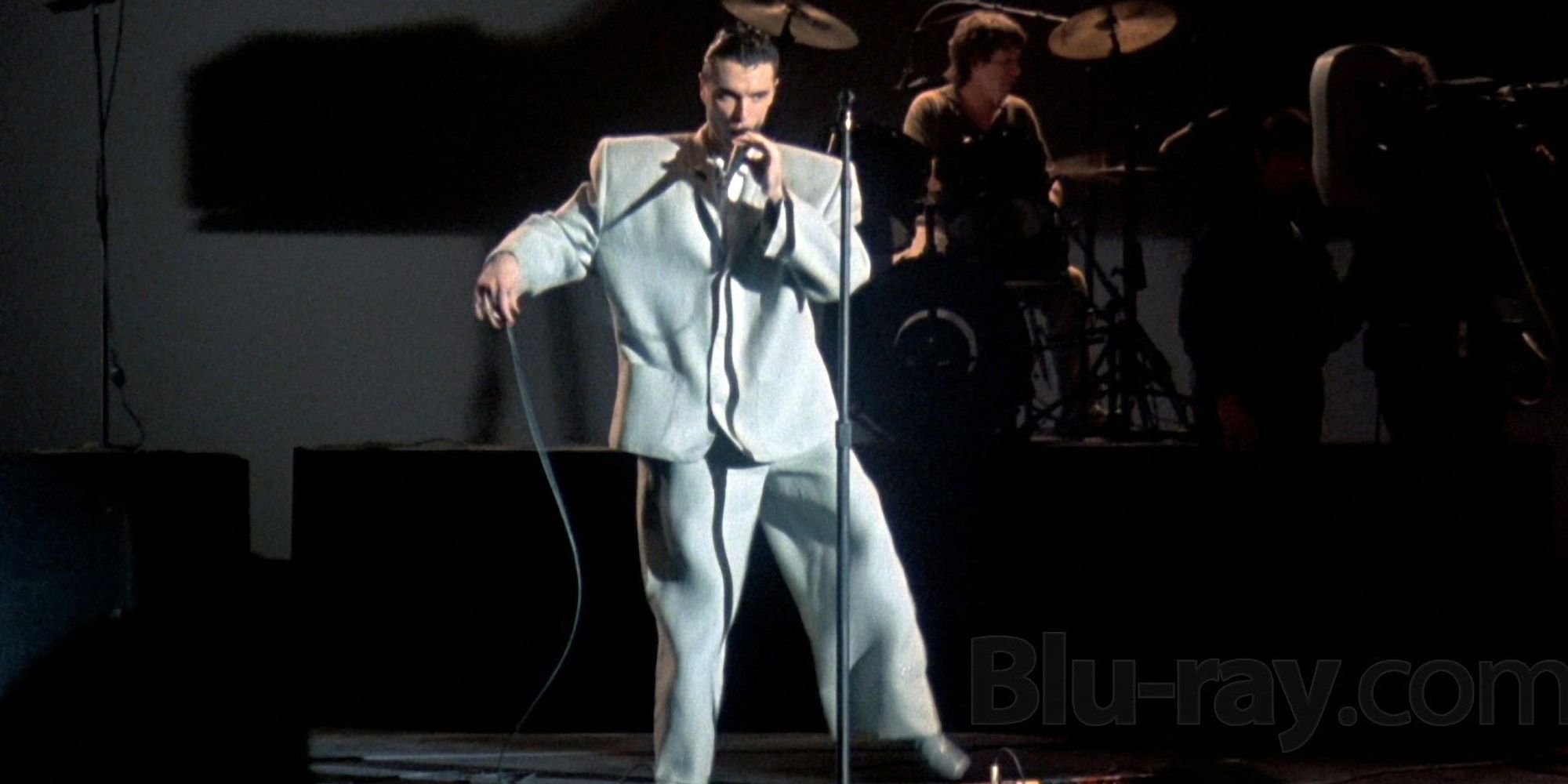 David Byrne dances in his iconic big suit in 'Stop Making Sense'