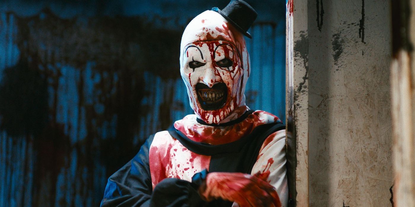 David Howard Thornton dans le rôle d'Art le Clown dans Terrifier 2