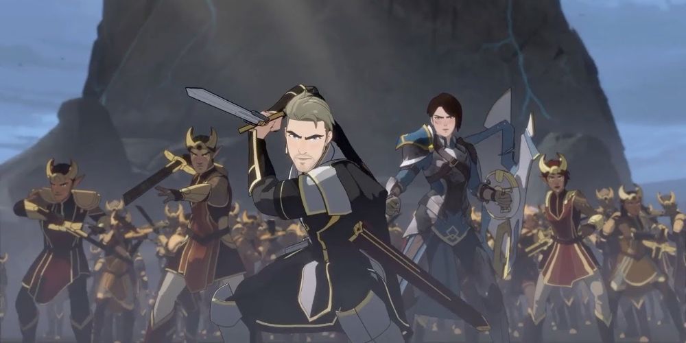 Soren and Amaya lead a group of elves against Viren's army