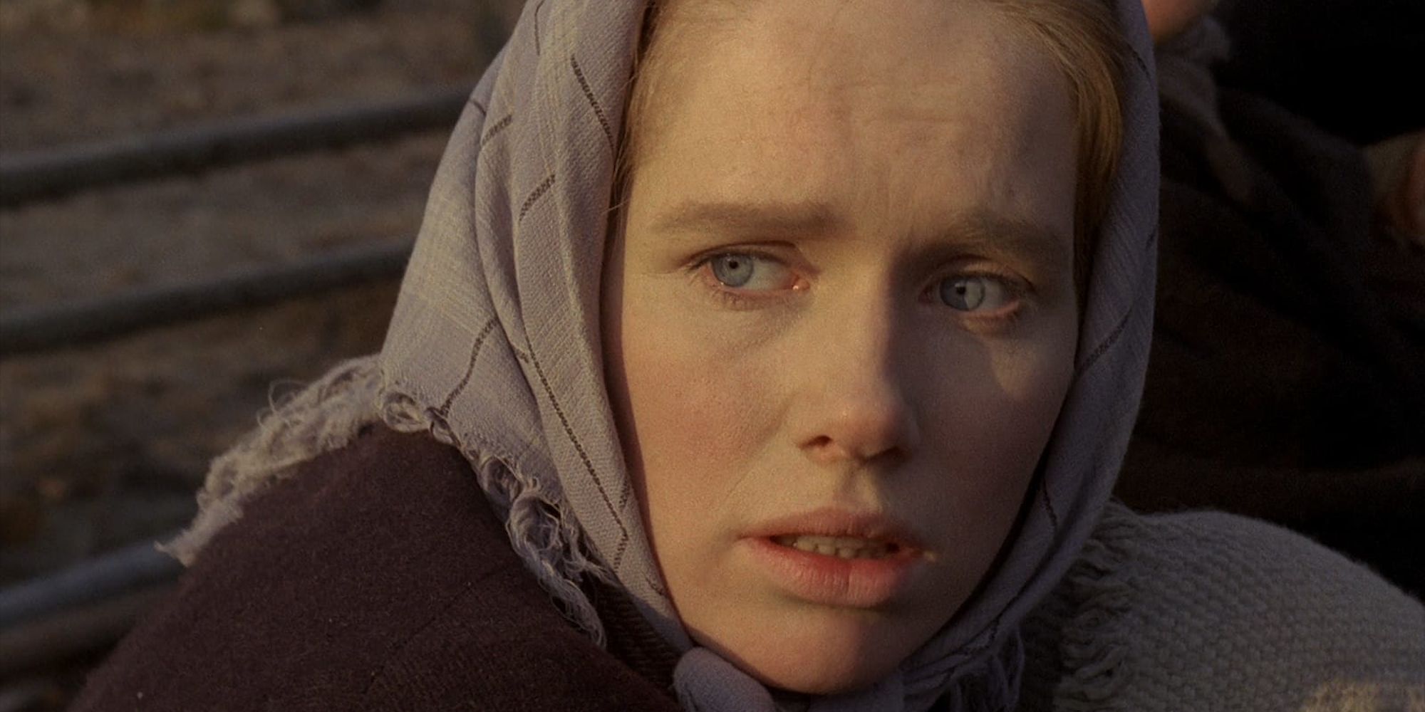 Liv Ullman as Kristina with her hair covered in The Emigrants