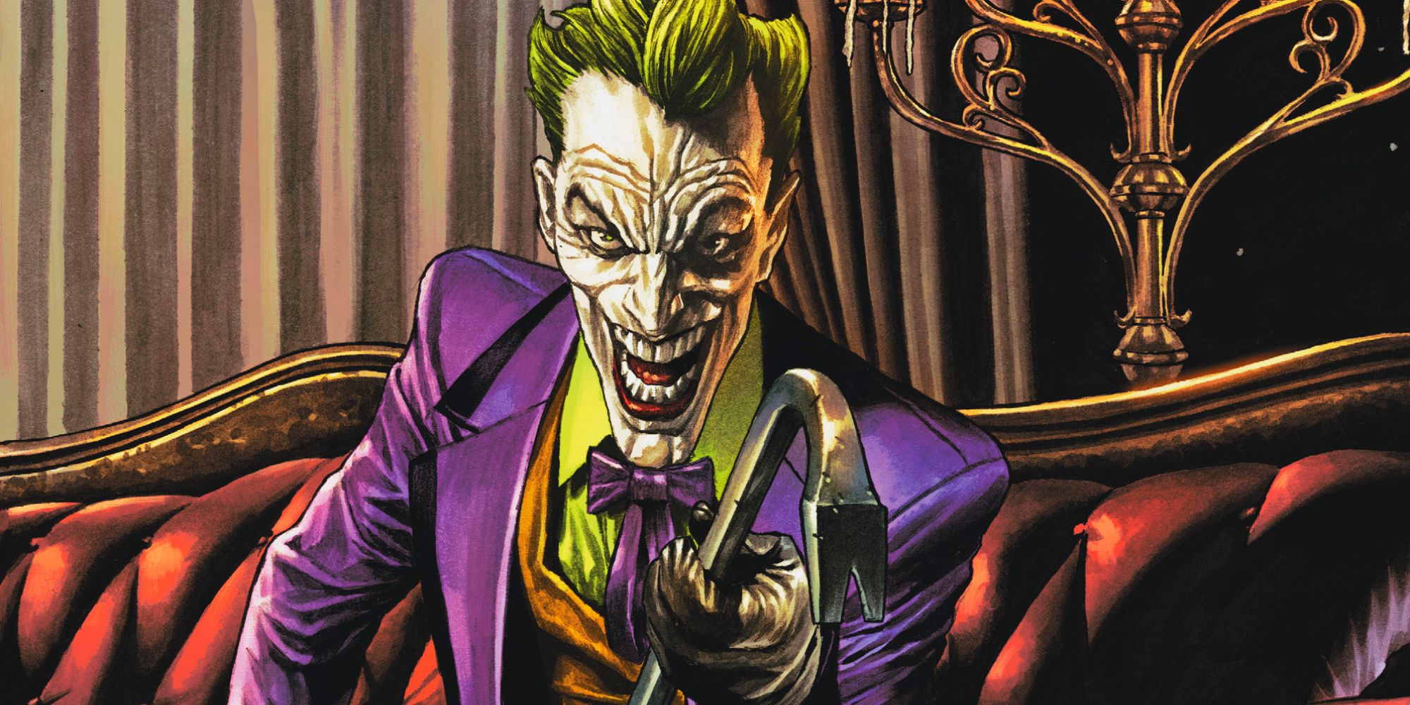 The Joker holding a crowbar