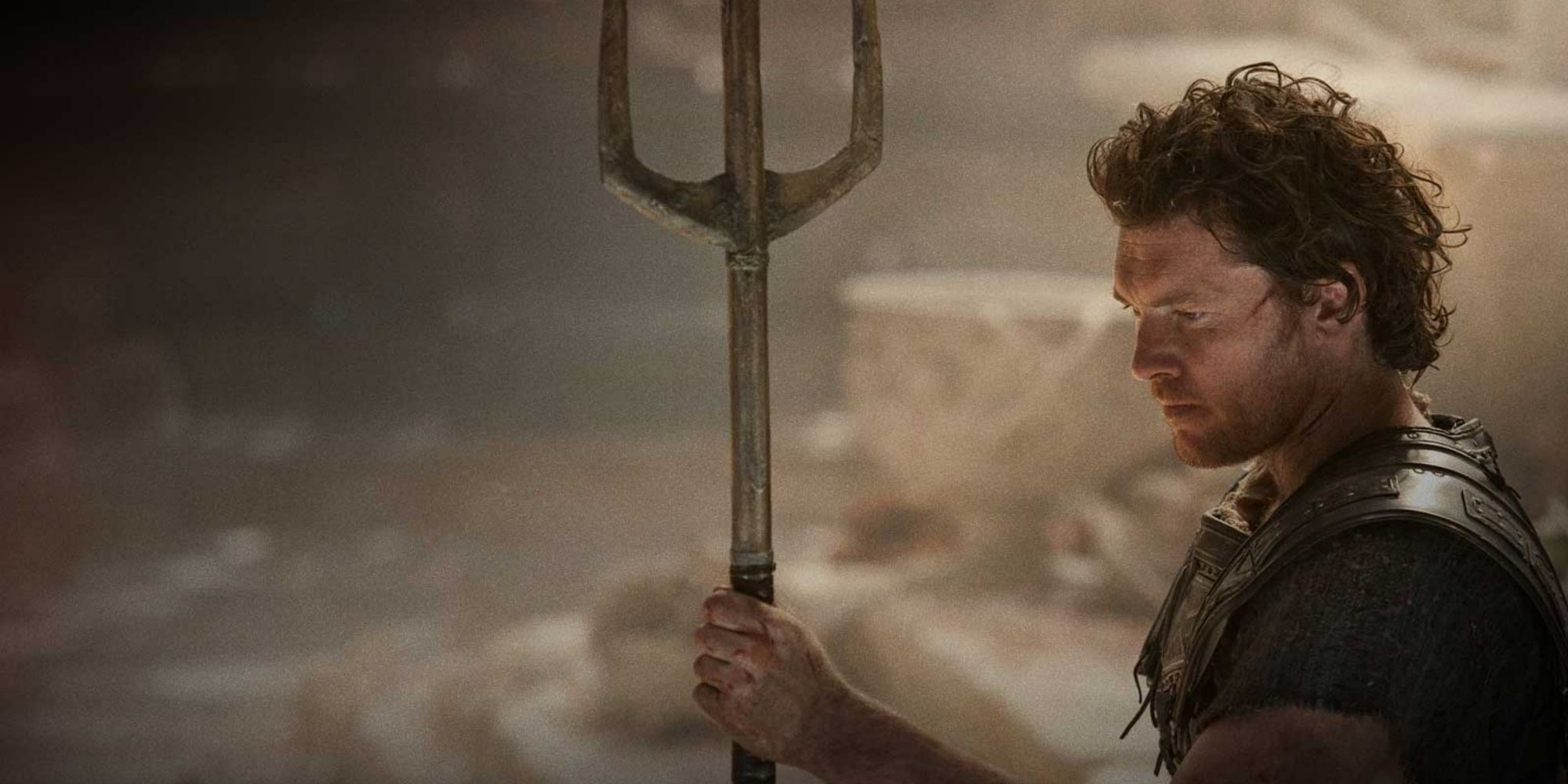 Perseus with Poseidon's trident in 'Wrath of the Titans'
