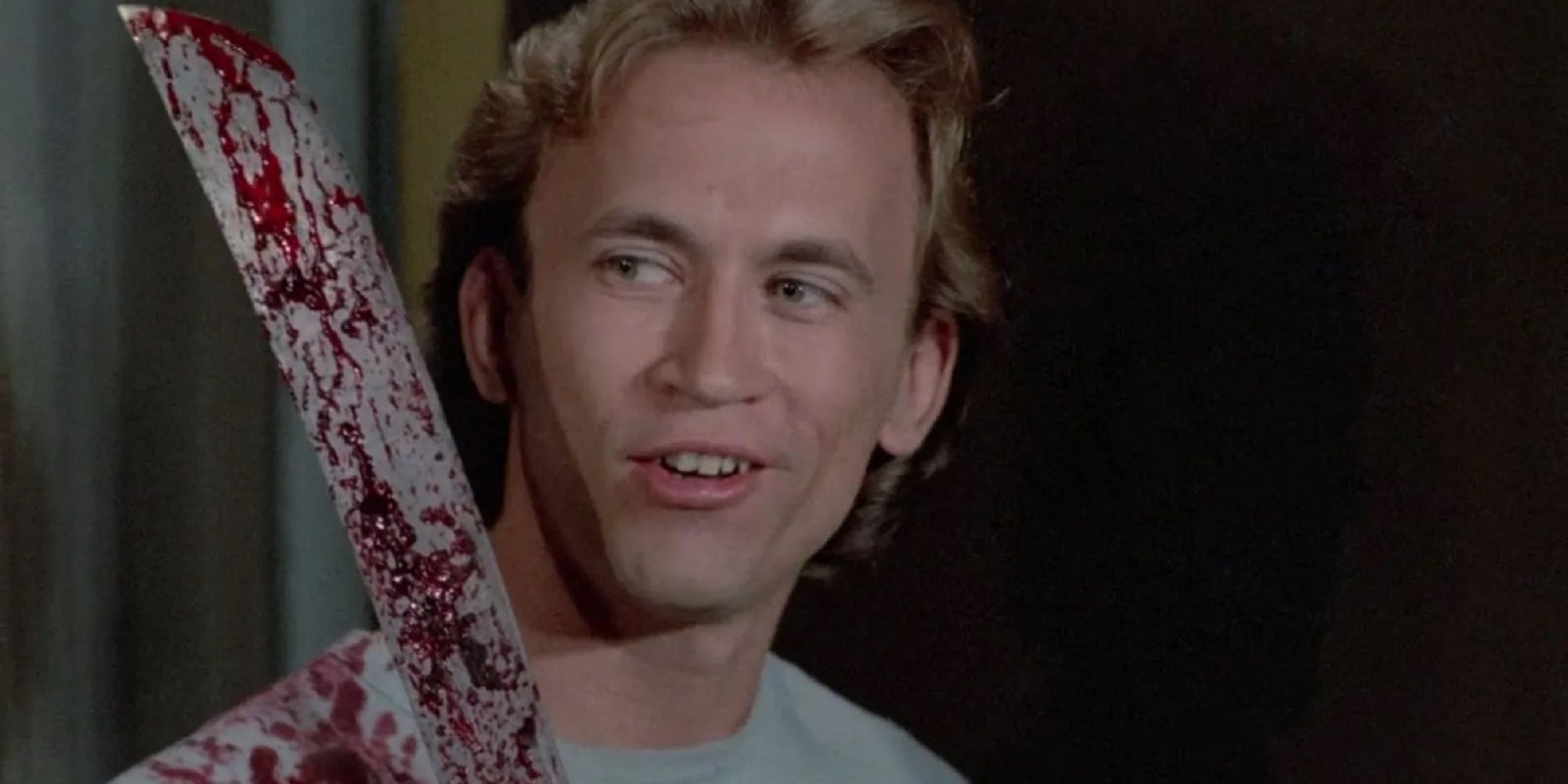 Terry wielding a machete in 'Blood Fury'.