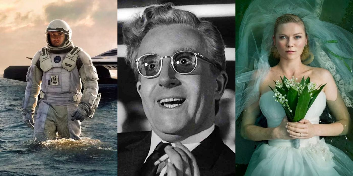 Characters from Interstellar, Dr Strangelove, and Melancholia