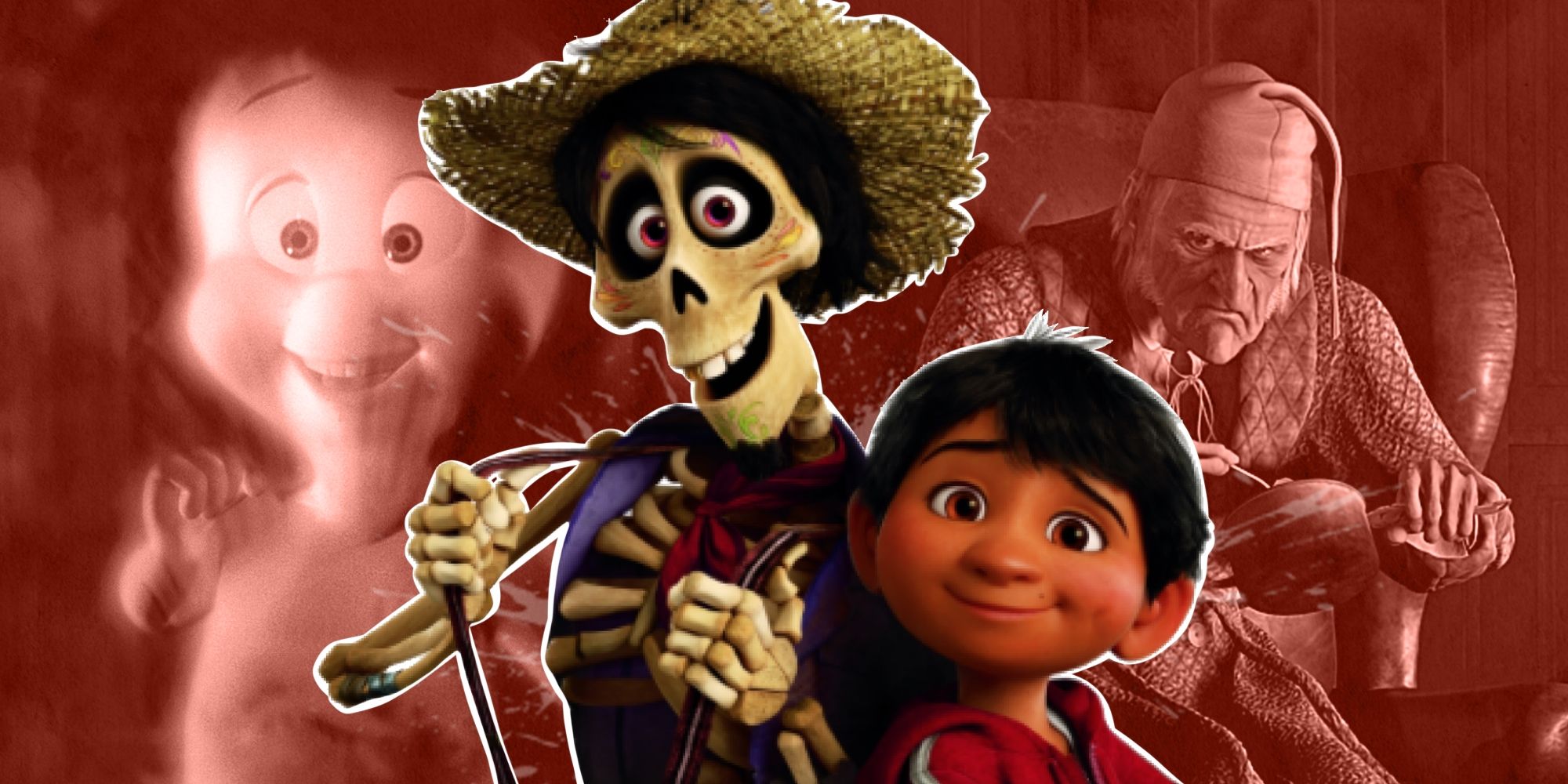 Miguel and Hector from 'Coco' pictured with Casper the Friendly Ghost and Ebenezer Scrooge from 'A Christmas Carol'