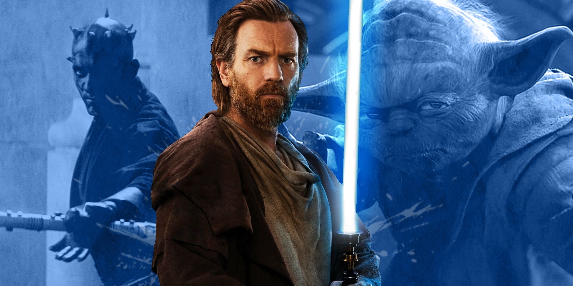 Obi-Wan Kenobi pictured beside Darth Maul and Yoda from 'Star Wars'