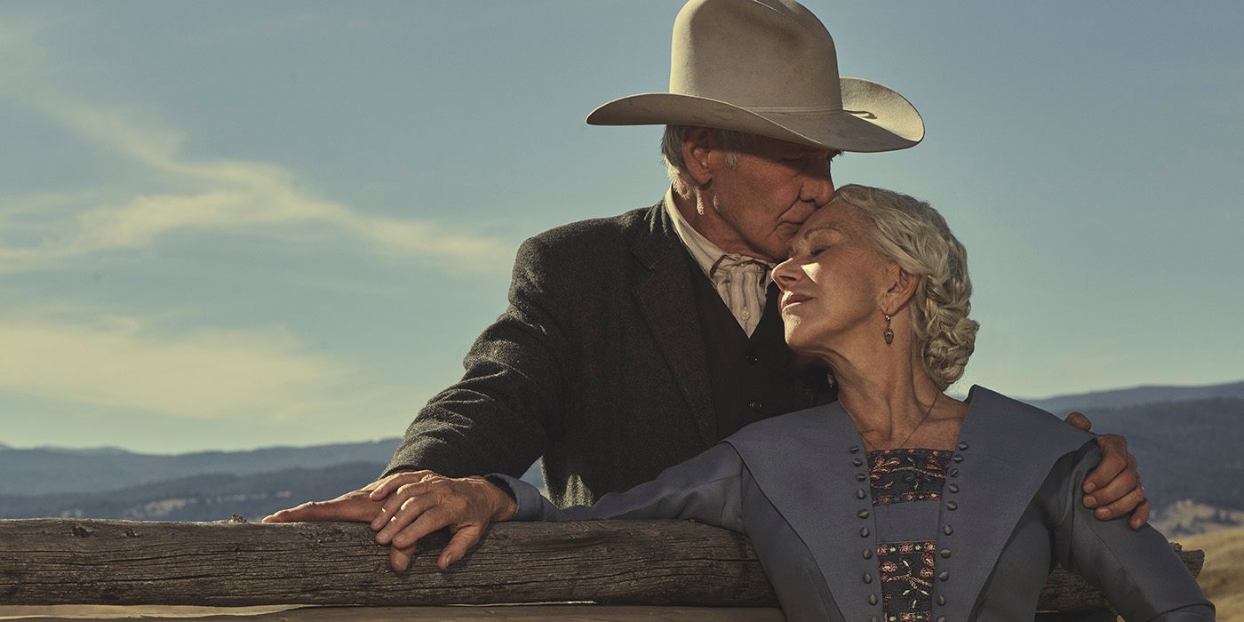 Harrison Ford as Jacob Dutton and Helen Mirren as Cara Dutton in 1923