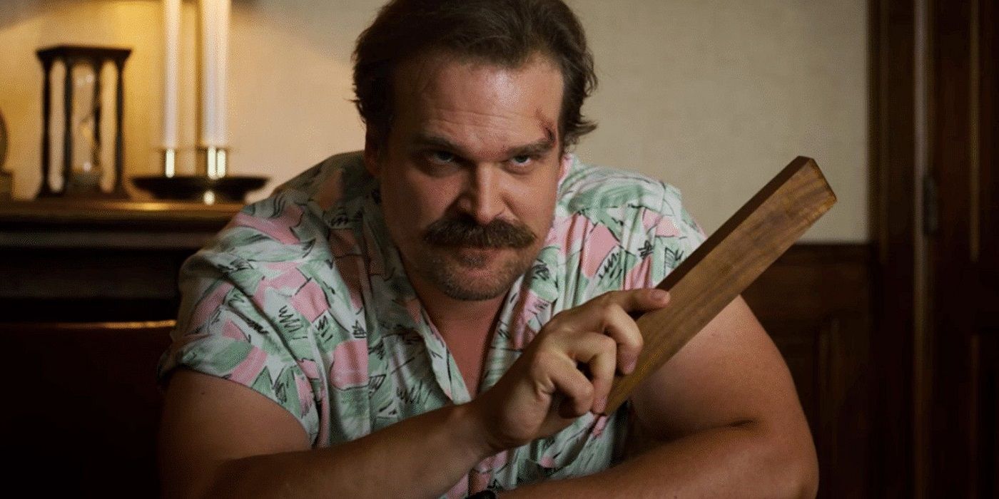 David Harbour as Jim Hopper with a scratch in Stranger Things