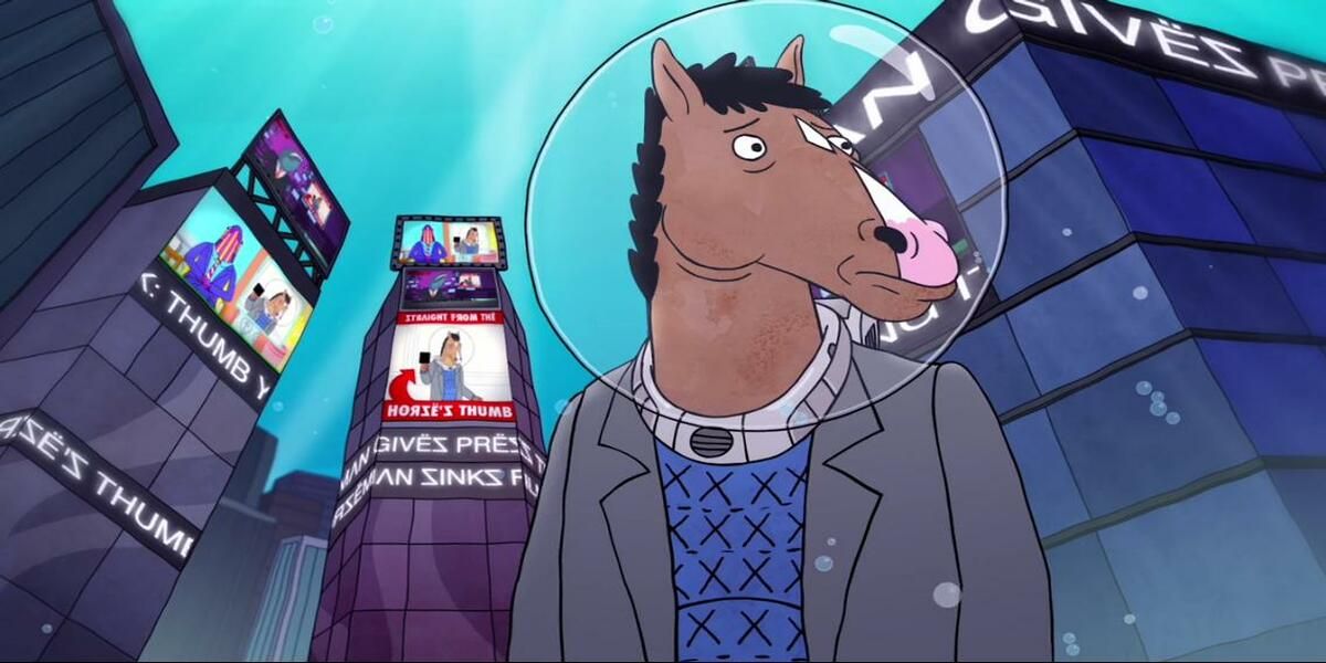 BoJack Horseman underwater in the episode 'Fish Out of Water'
