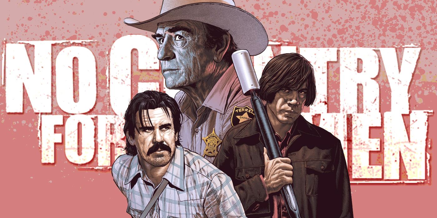 A custom image of Tommy Lee Jones, Javier Bardem, and Josh Brolin in No Country For Old Men