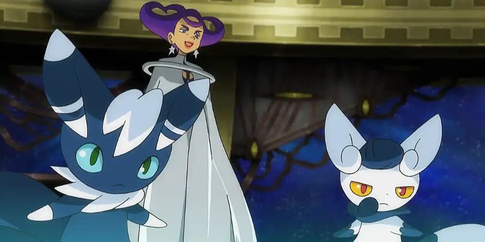 Gym leader Olympia with her male and female Meowstic