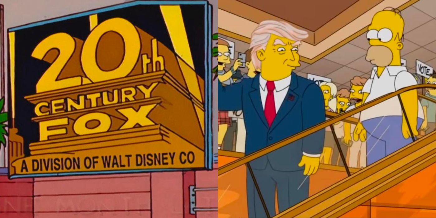 Trump and Homer with a 20th Century/Disney sign in 'The Simpsons'