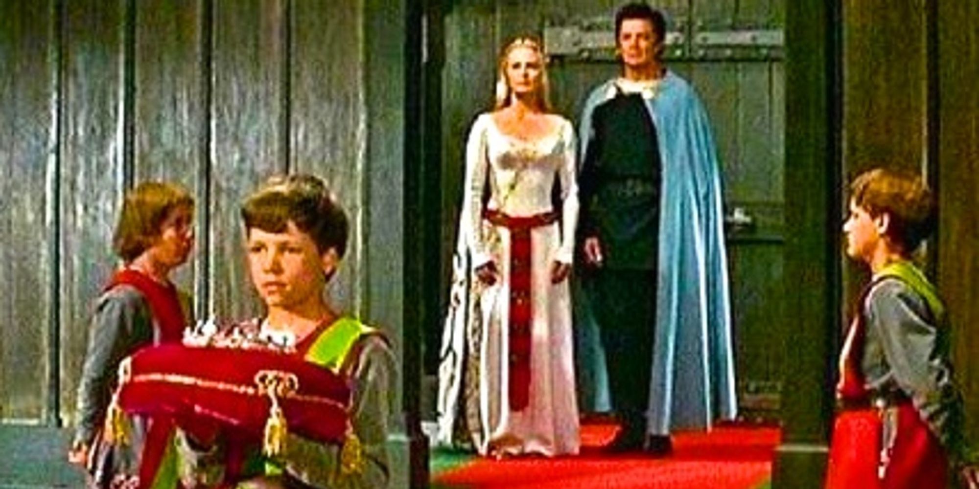 Jean Wallace ve Cornel Wilde ile oynadığı Sword of Lancelot (1963) filminden ekran görüntüsü