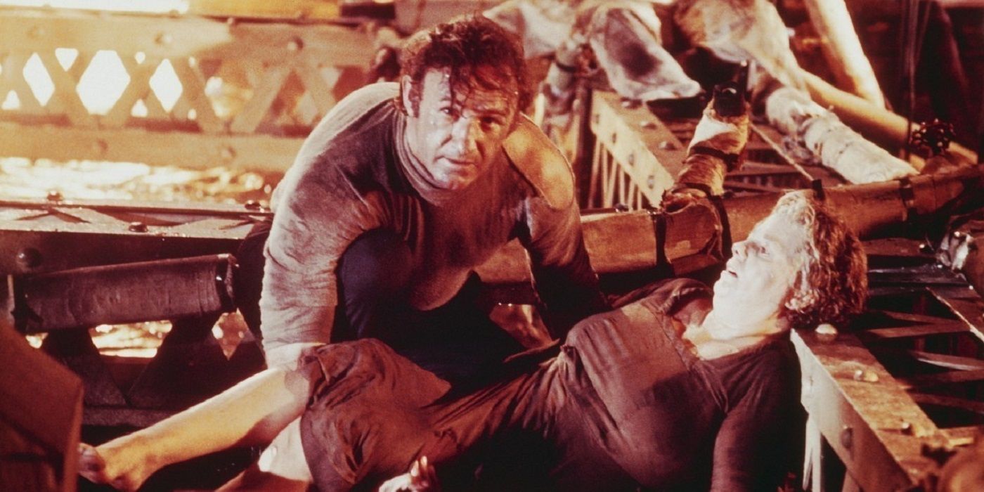 Reverend Scott (Gene Hackman) tends to Belle (Shelley Winters) in 'The Poseidon Adventure'