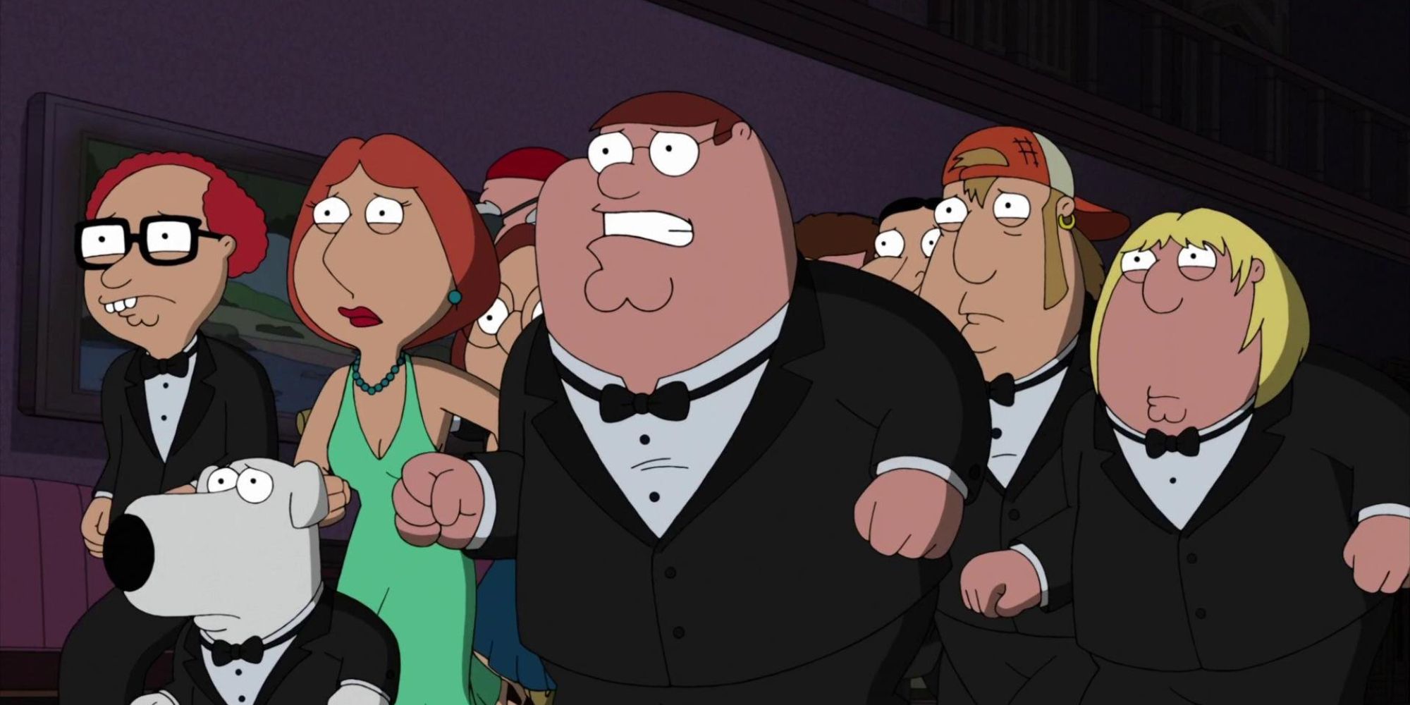 Family Guy characters running in And Then There Were Fewer