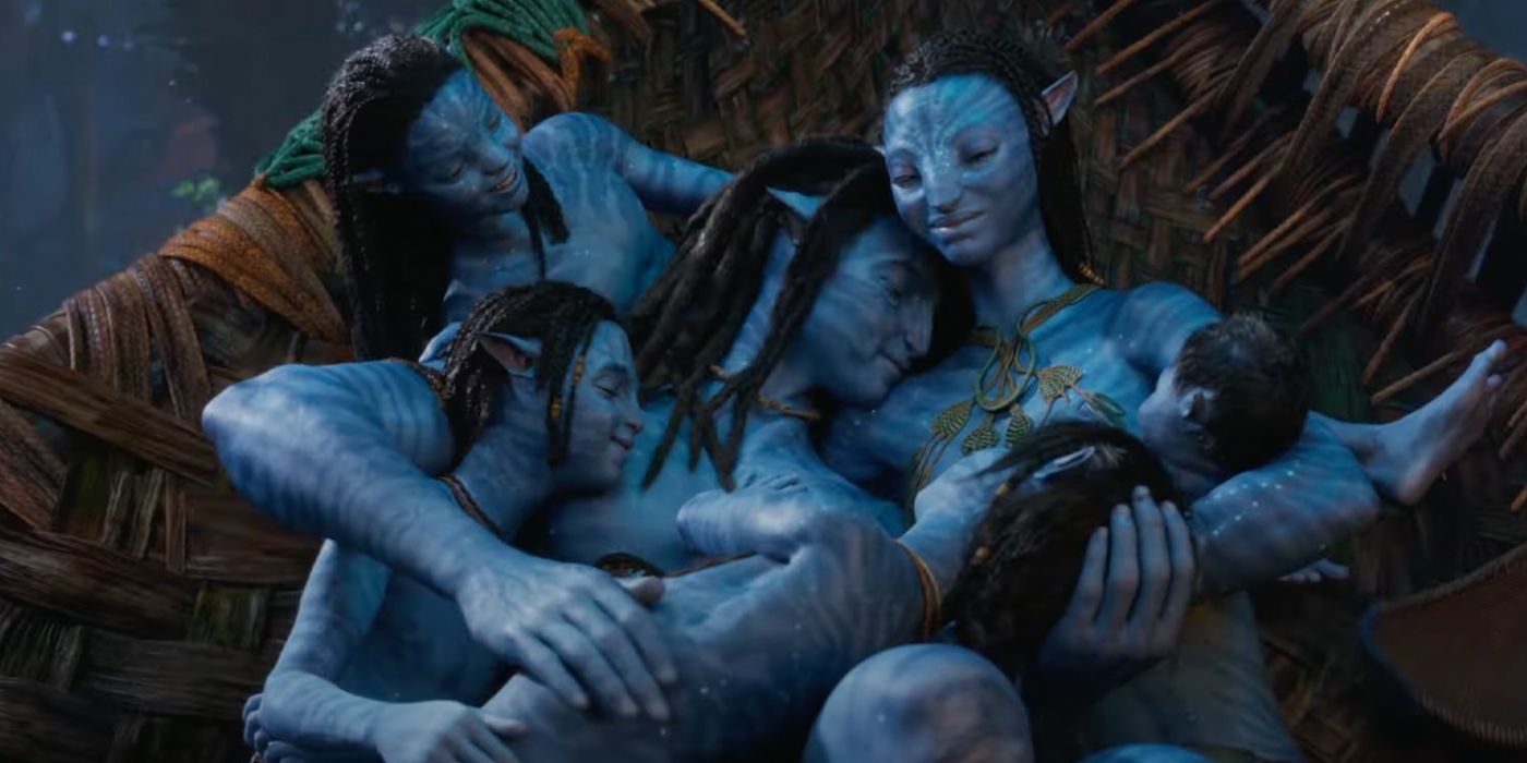 Zoe Saldaña interpreta Neytiri com sua família em Avatar: The Last Airbender