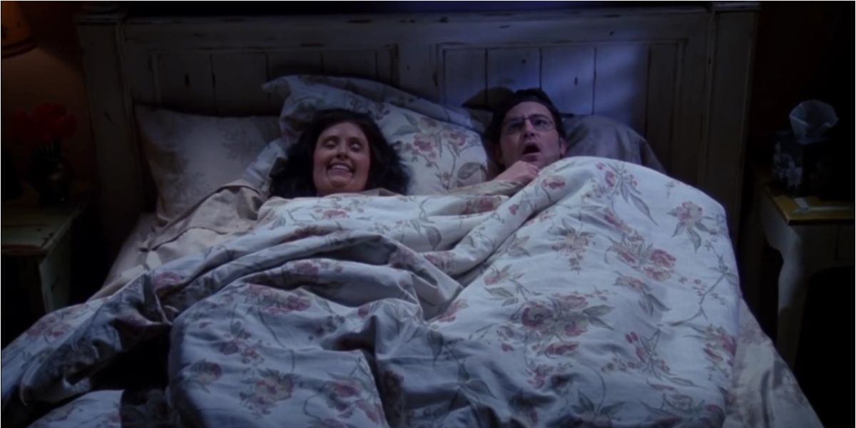 Matthew Perry as Chandler and Courteney Cox as Monica sleep together in Friends episode The One That Could Have Been
