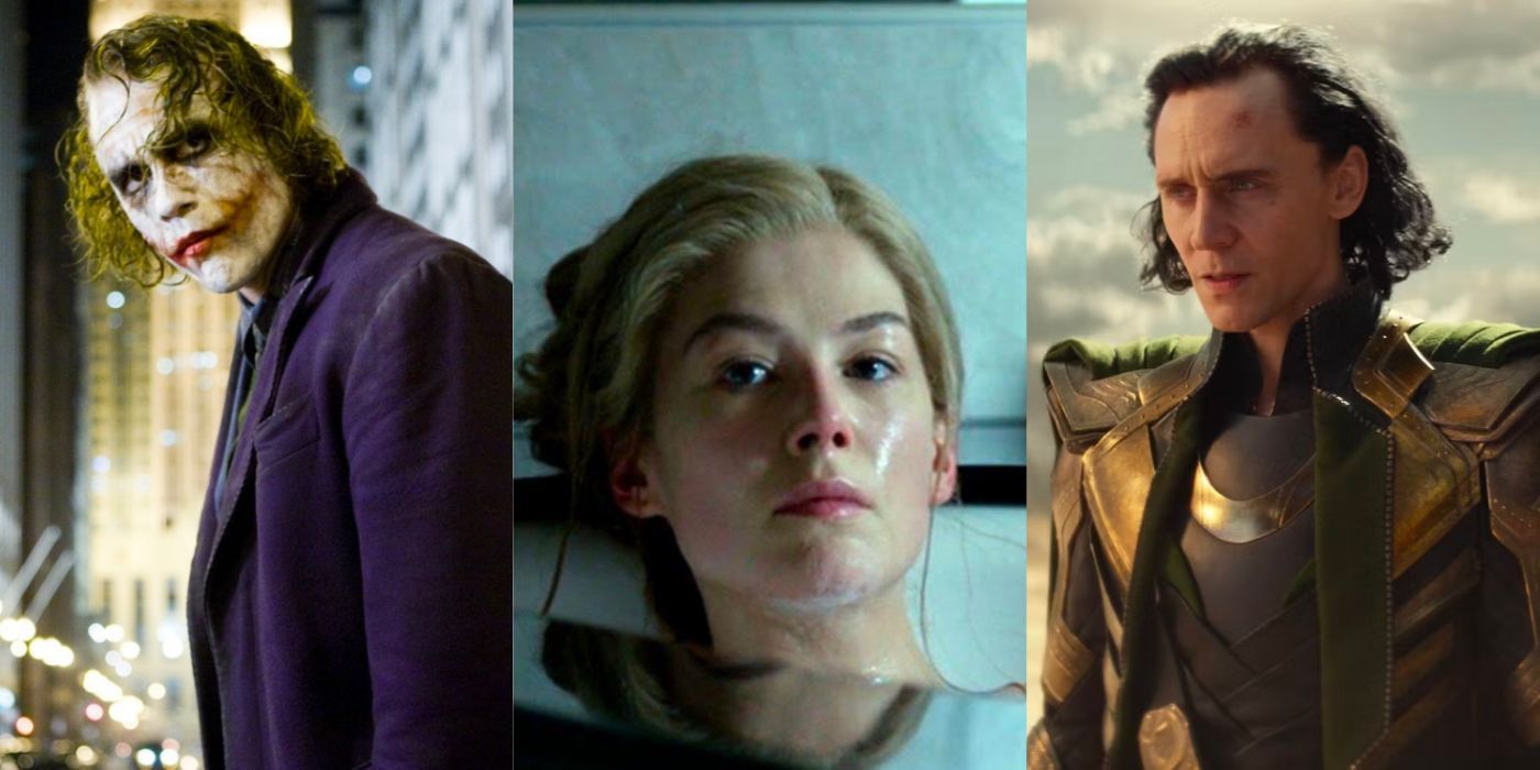 Characters from The Dark Knight, Gone Girl, and Thor