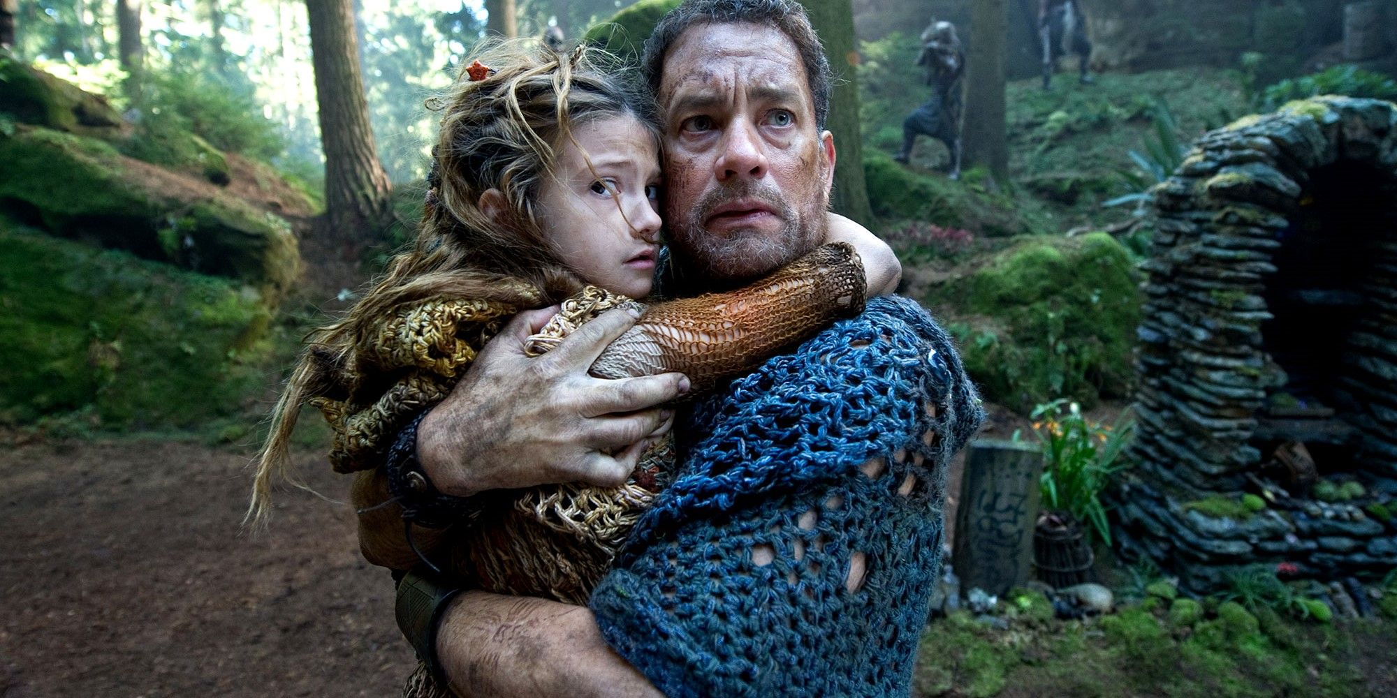 Tom Hanks holding a child in Cloud Atlas