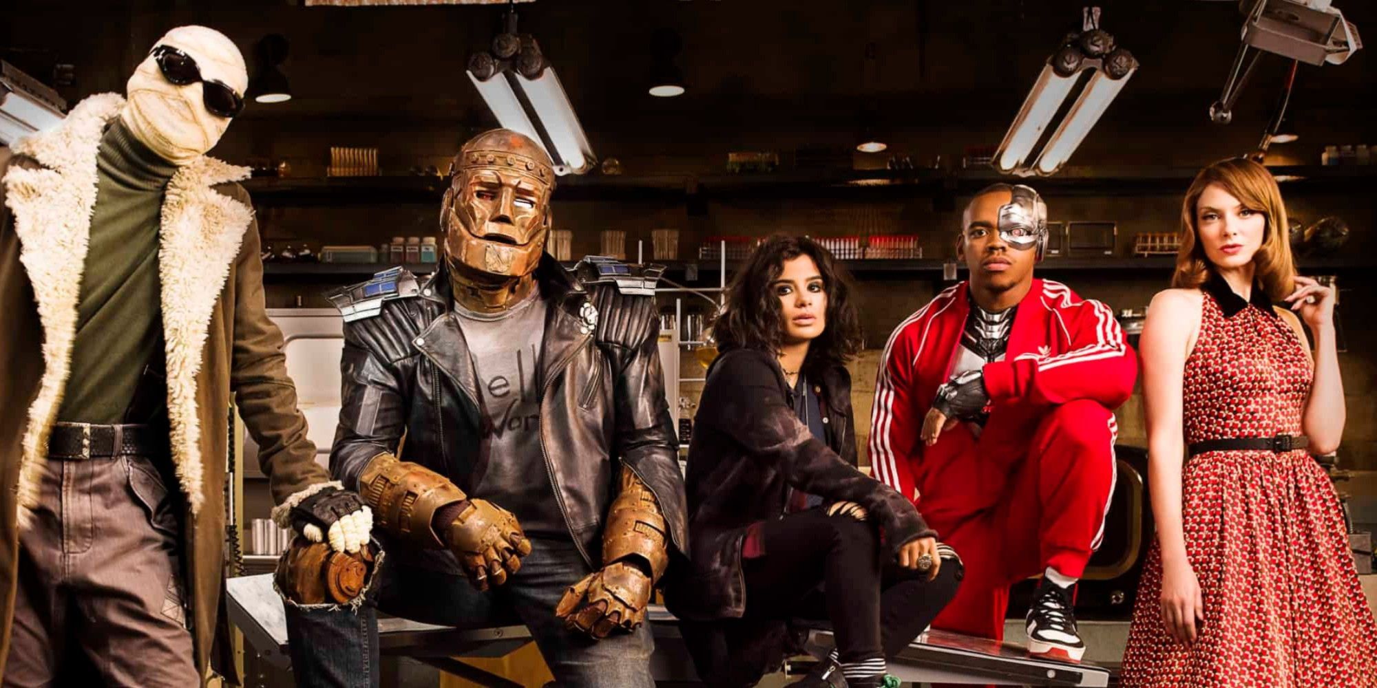 The cast of the Doom Patrol TV series includes Negative Man, Cyborg, Crazy Jane, Cyborg and Bouncy Girl.