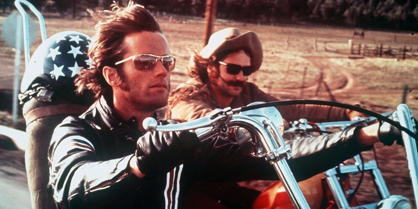 Two men riding bikes in Easy Rider