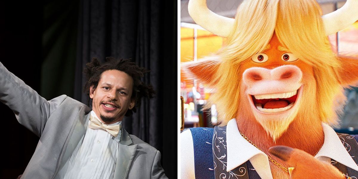 Eric Andre side-by-side with his Sing 2 character Darius