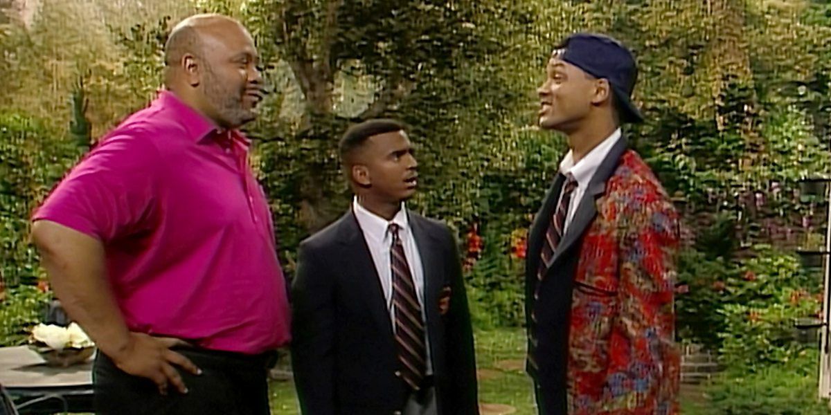 James Avery as Philip Banks with Alfonso Ribeiro as Carlton and Will Smith as Will in The Fresh Prince of Bel-Air The Alma Matter