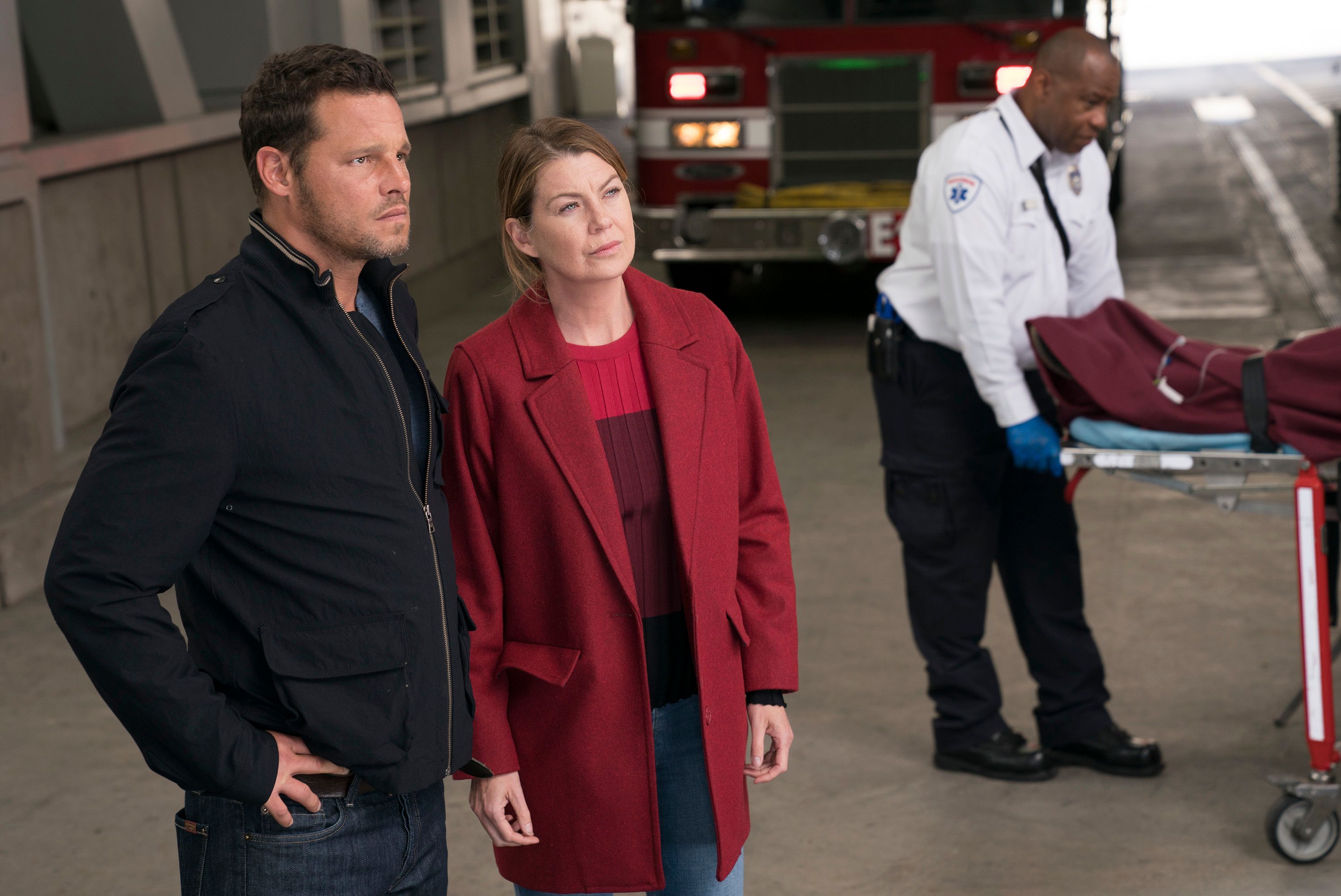 Ellen Pompeo as Meredith Grey, Justin Chambers as Alex Karev in Grey's Anatomy Season 14 Episode 7