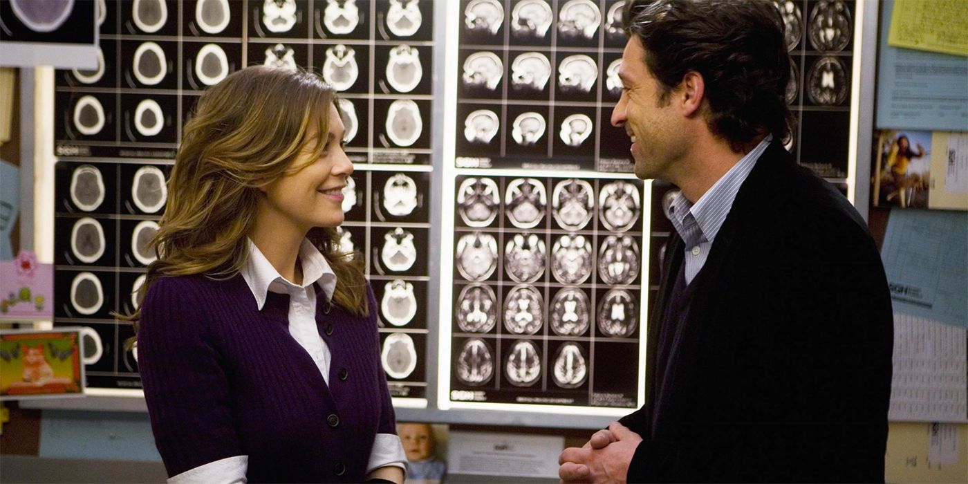 Ellen Pompeo como Meredith Gray y Patrick Dempsey como Derek Shepherd en Grey's Anatomy Temporada 5 Episodio 19