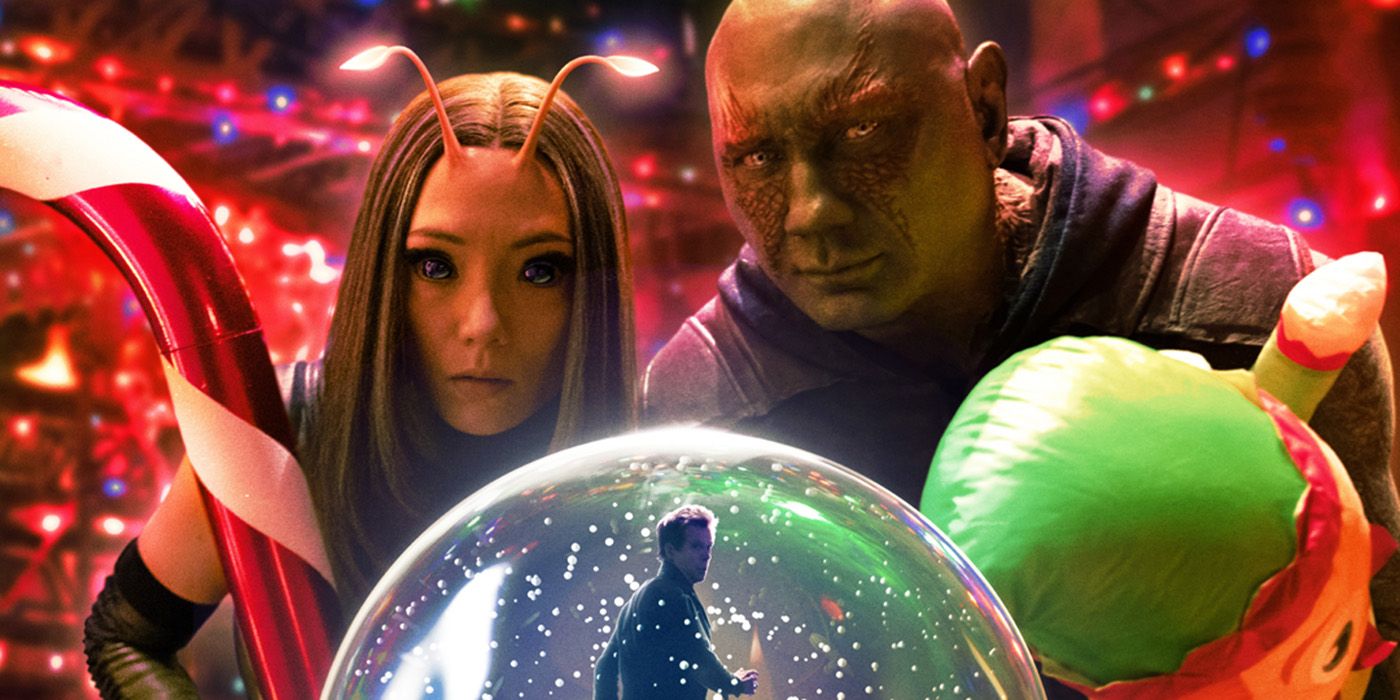 Guardians of the Galaxy Holiday Special Poster featuring Kevin Bacon Dave Bautista and Pom Klementieff