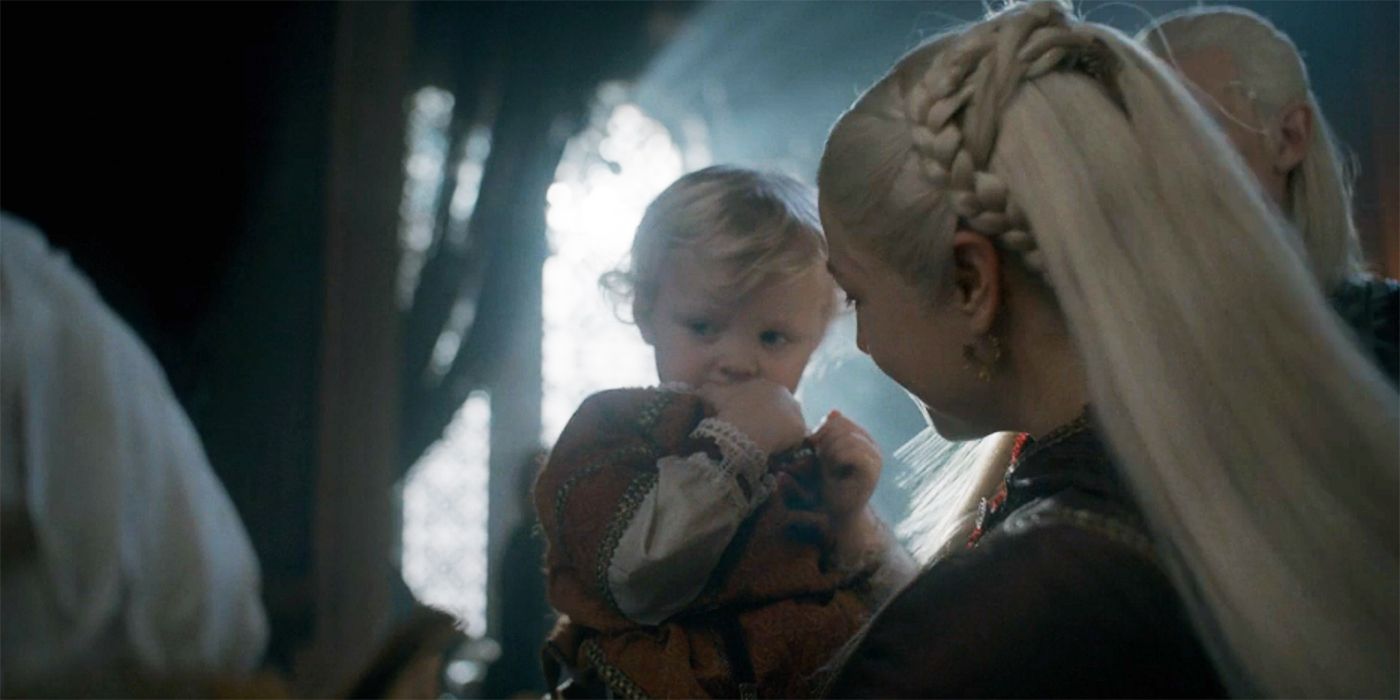 Rhaenyra with Baby Viserys II in House of the Dragon Episode 8