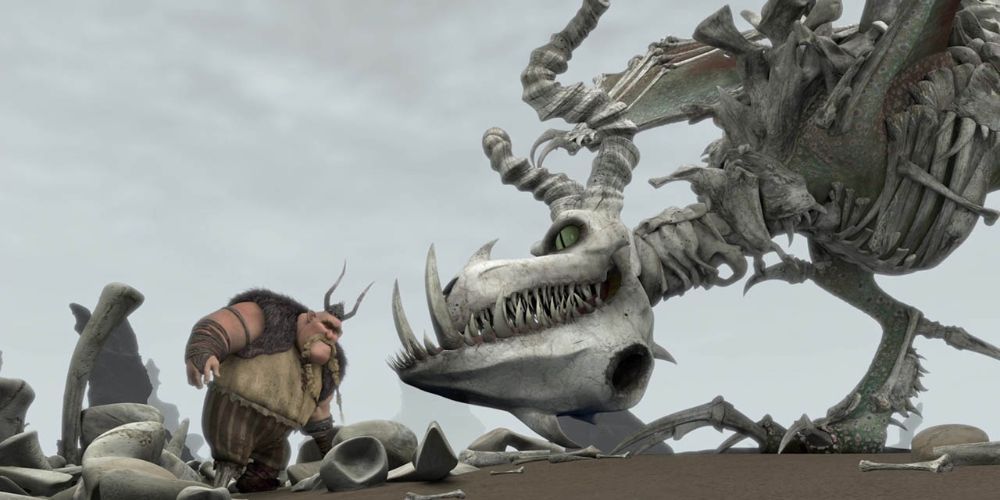 Gobber the Belch confronting the Boneknapper Dragon that had followed him for years