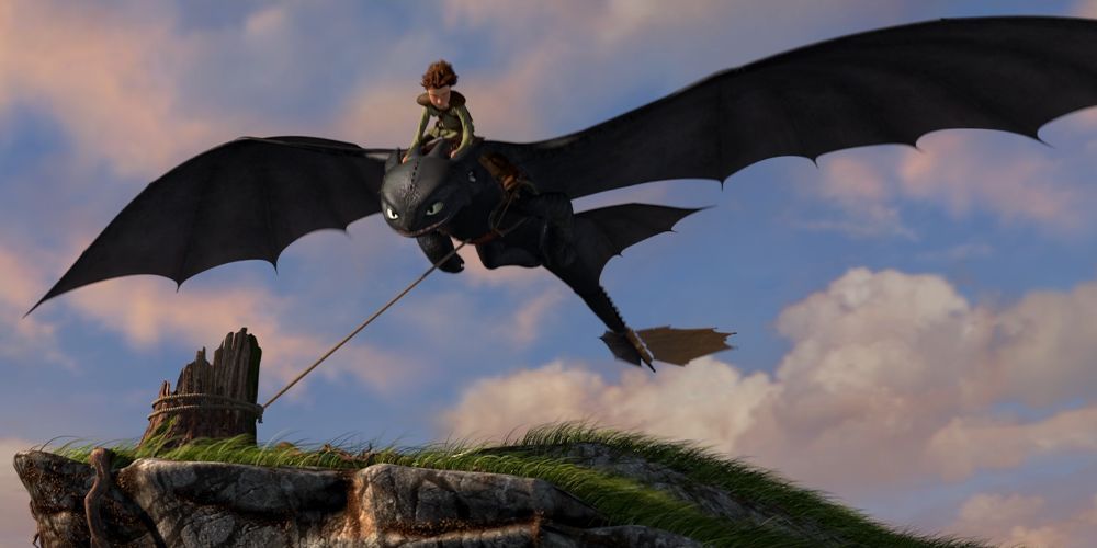 Hiccup and Toothless learn to fly as one in How to Train Your Dragon